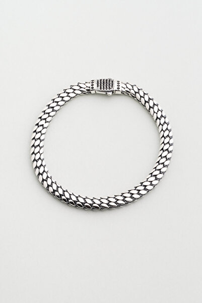 So CHIC... Örgü Model Oksitli Gümüş Erkek Bileklik