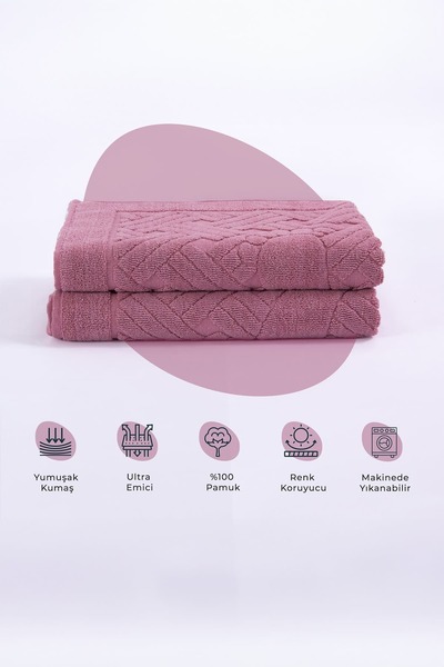 Homedius Bathroom Zigzag Patterned Ultra Thick Cotton Foot Towel 50X70 cm