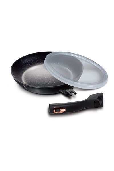 Berlinger Haus Frying pan with removable handle + lid 24 cm Black Rose Collection