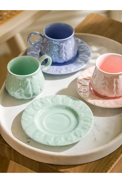 LC Waikiki Lcw Home Mixed 3-Person Porcelain Coffee Cup Set
