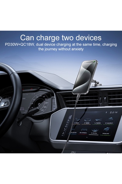 Yesido شاحن سيارة صغير Y68 PD30W Type-C + QC18W USB مصنوع من سبائك الزنك (رمادي معدني)