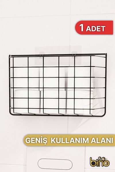 Bino Αυτοκόλλητο χαρτί υγείας Organizeri 1 ΤΕΜ. Ανοξείδωτο μεταλλικό Σαμπουάν Μπάνιου Σχάρα Κουζίνας Μαύρο