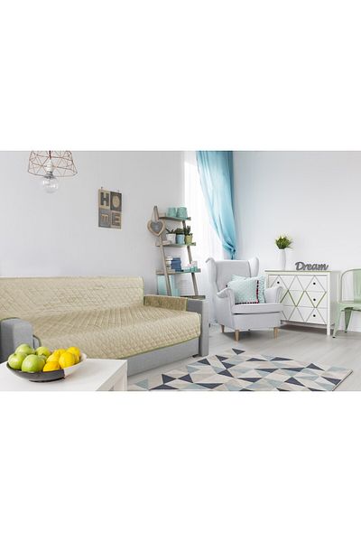 ALCAM husă matlasată față-verso pentru canapea cu 3 locuri Olive/Vanilla