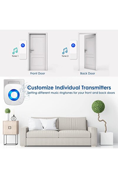 Yelajoy Wireless Waterproof Doorbell Kit,with LED Indicator,1300ft Range, 58 Chimes and 5 Volume Levels