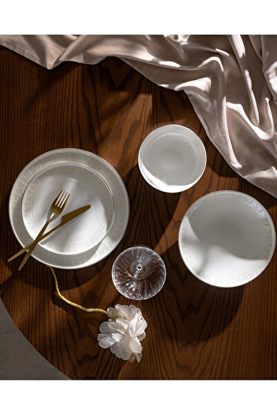 Madame Coco Merlin 6 Kişilik 18 Parça Yemek Takımı - Beyaz/Bej