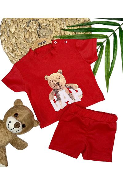 Murat Baby Baby Boy Teddy Bear Patterned Gp Summer Shorts Set