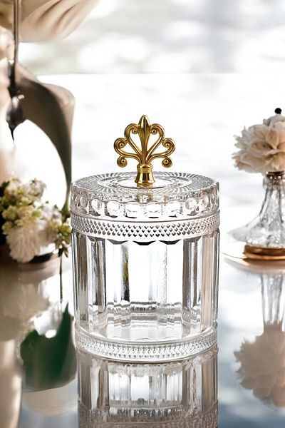 TrendDeco Gold Metal Handled Large Size Glass Jar Spice Jar Pulses Jar 1500ml