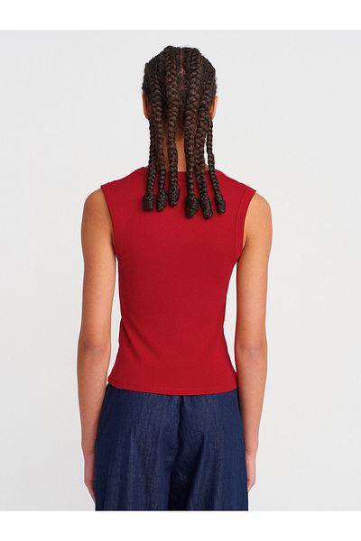 Dilvin 31632 Sleeveless Top-K. Red