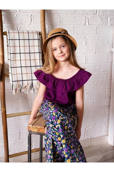 Hilal Akıncı Kids Girl's Colorful Blouse Floral Patterned Trousers 2-Piece Set