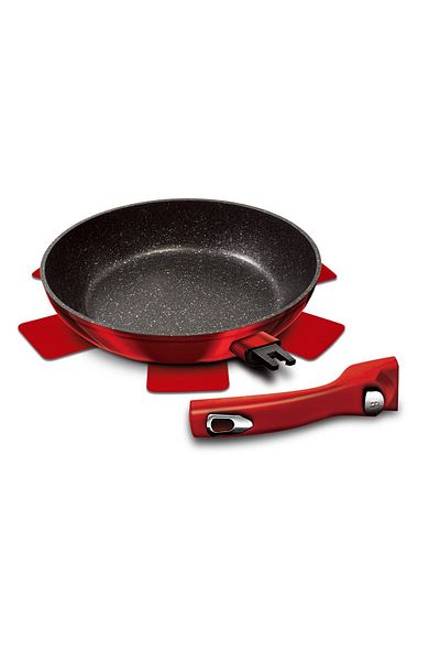 Berlinger Haus Frying pan with removable handle + lid Burgundy Metallic Line 24 cm