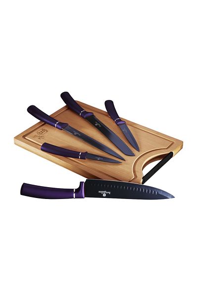 Berlinger Haus Non-stick knife set + 6-piece cutting board Purple Metallic Line