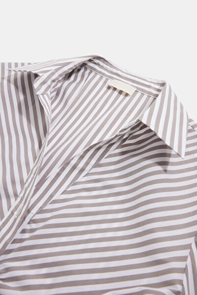 W Collection VİZON UZUN KOLLU ÇİZGİLİ BLUZ