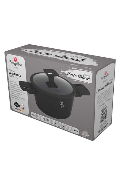 Berlinger Haus Casserole with titanium surface and lid 20 cm Matte Black Collection