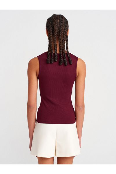 Dilvin 31778 Lace Detailed Ball-Burgundy