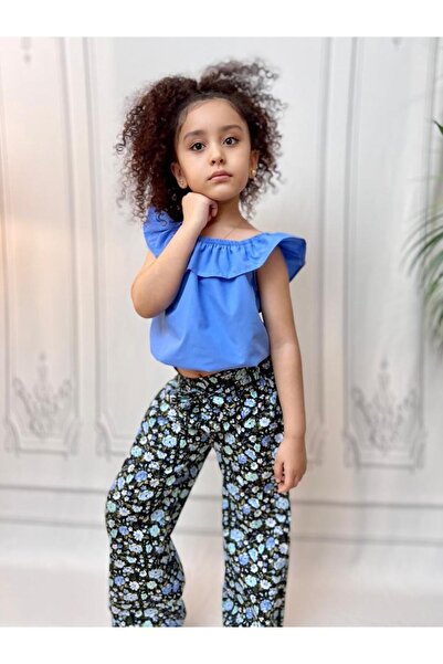 Hilal Akıncı Kids Girl's Colorful Blouse Floral Patterned Trousers 2-Piece Set