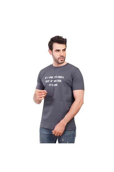 COUP Men Printed Single Jersey T-shirt 1000882 - Charcoal