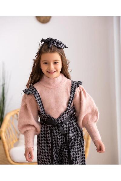 Hilal Akıncı Kids Devojčin proljetni pleteni džemper i set braon pantalona 3 ...