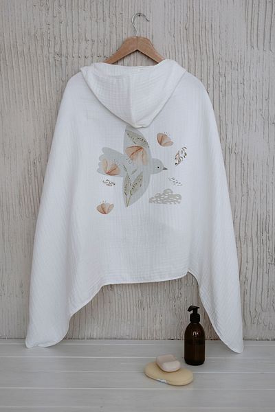 Tuğba Kuğu 4 Layers Muslin Hooded Towel - Royal Series - Flying Bird