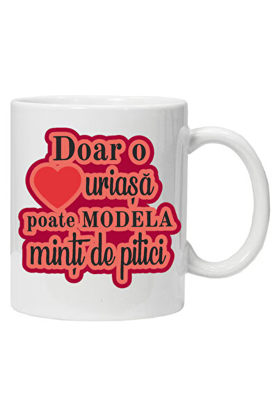 OEM Cana albă personalizată „Doar o inimă mare...”, INOVATIX®️. 330 ml