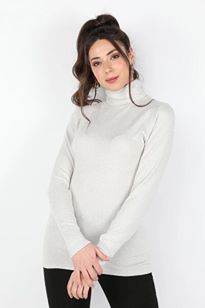 BALİNS Kadın Balıkçı Yaka Muline Triko Gri