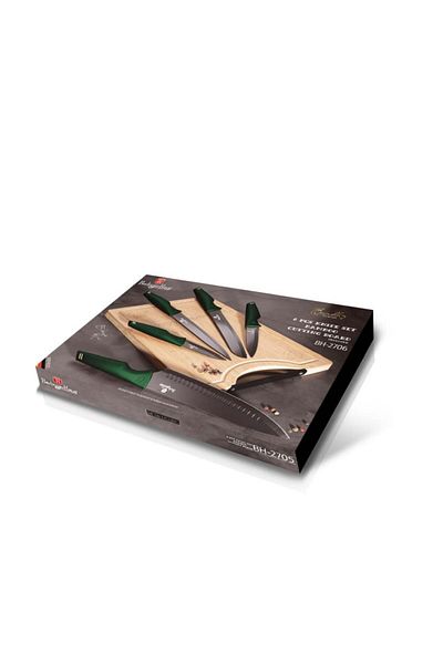 Berlinger Haus Knife set + cutting board 6 pcs. Emerald Collection