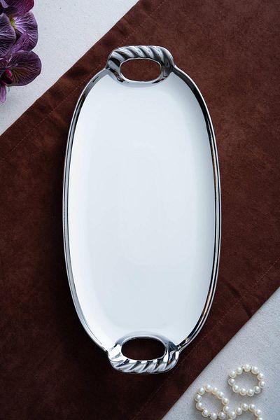 ACAR Arven Oval Silver Presentation Tray - 45 cm