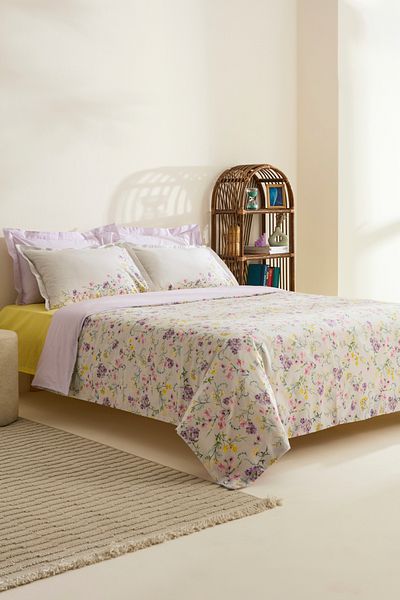 Karaca Home Eliana 100% bumbac 2 persoane set de lenjerie de pat este mov.