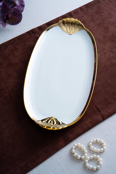 ACAR Arven Oval Gold Presentation Tray - 45 cm