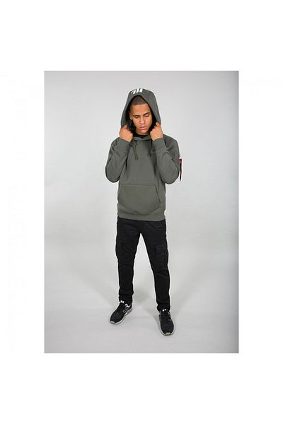Alpha Industries Ανδρική πράσινη κουκούλα Alpha Industries Back Print Dark Olive