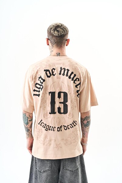 Respire Чоловічий 13-розмірний оверсайз-футболка з принтом, бежевий