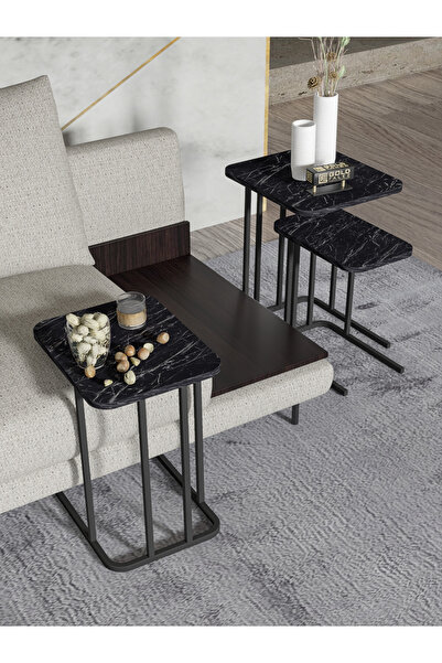 GOLDFALEZ Zigon Sehpa Metal Ayak 3'Lü Koltuk Yan Sehpa Zino Bendir