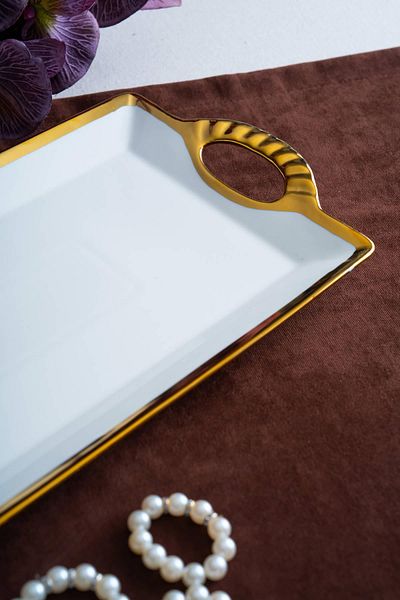 ACAR Arven Rectangular Gold Presentation Tray - 41 cm