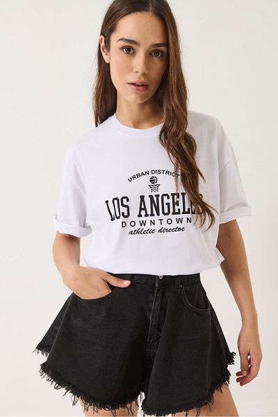 Bianco Lucci Tricou pentru ciclism cu imprimeu Los Angeles pentru femei 0269 60283154
