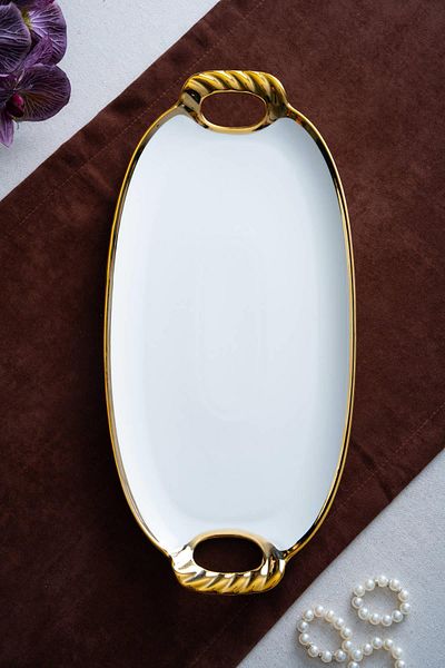 ACAR Arven Oval Gold Presentation Tray - 45 cm