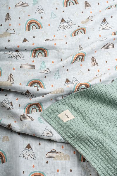 pufien 100 X 140 Multi-Patterned Reversible Muslin Baby Blanket, Knit Baby Cover & Throw