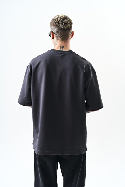 Respire Ανδρικό μπλουζάκι Respire Text Detailed Oversize Smoked