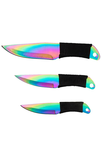 Depox Sada tří vrhacích nožů IdeallStore, Rainbow Siege, nerezová ocel, 22 cm...