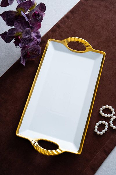 ACAR Arven Rectangular Gold Presentation Tray - 41 cm