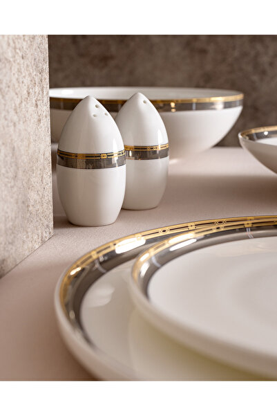 Madame Coco Bellamy 12 Kişilik 56 Parça Yemek Takımı - Beyaz/Vizon