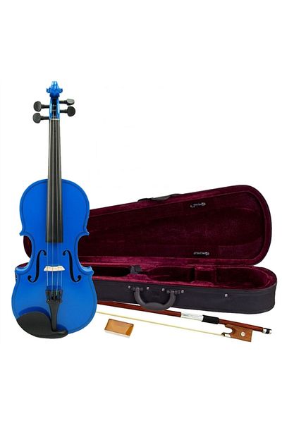 Depox Classical Violin, Size 4/4, Wood, Blue, Fabric Case Extra 1/4 Bow