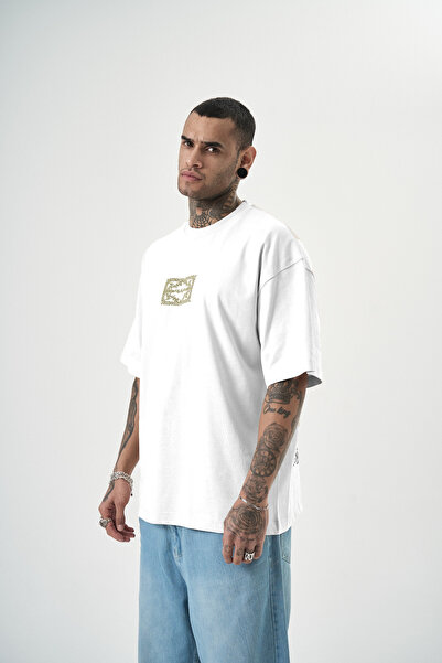 Respire Λευκό ανδρικό μπλουζάκι υπερμεγέθη χωρίς αποτύπωμα