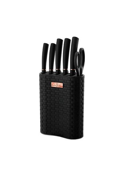 Berlinger Haus Knife set in a holder 7 pcs. Black Rose Collection