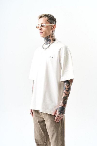 Respire Ανδρικό μπλουζάκι Respire Text Detailed Oversize Ecru