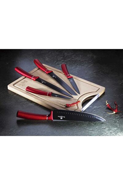 Berlinger Haus Non-stick knife set + cutting board 6 pcs Burgundy Line