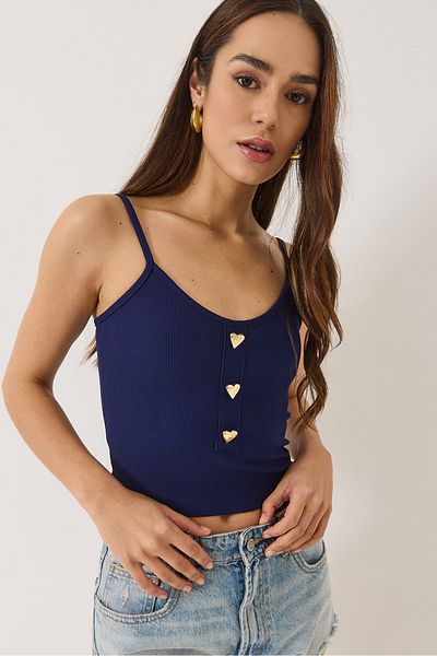 Bianco Lucci Női vékony pántos szívkiegészítő Crop Tank 2226 60284026
