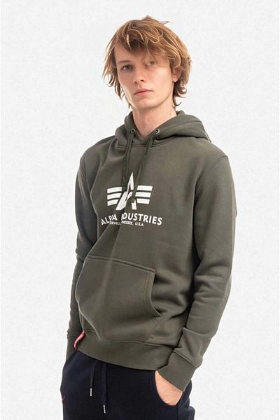 Alpha Industries Ανδρικό πράσινο hoodie Alpha Industries Basic hoodie Dark Olive