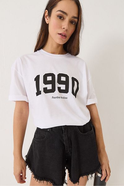 Bianco Lucci Tricou damă cu gât crew 0266 oversize Basic 1990 Print