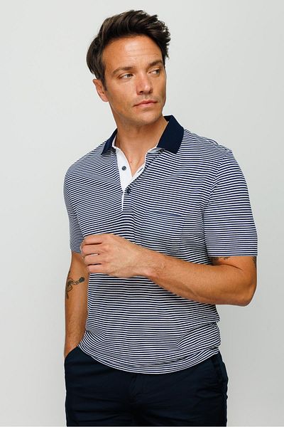 Desen Triko Ανδρικό μπλουζάκι Mercerized Navy Blue