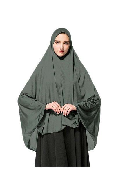 Generic حجاب طويل من مزيج البوليستر باللون الرمادي