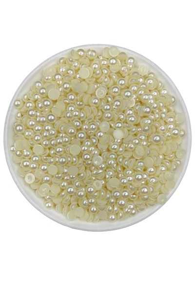 Hedef Bijuteri نصف لؤلؤة - 25 جرام 6 مم لون كريمي غير قابل للربط خرز نصف لؤلؤ...